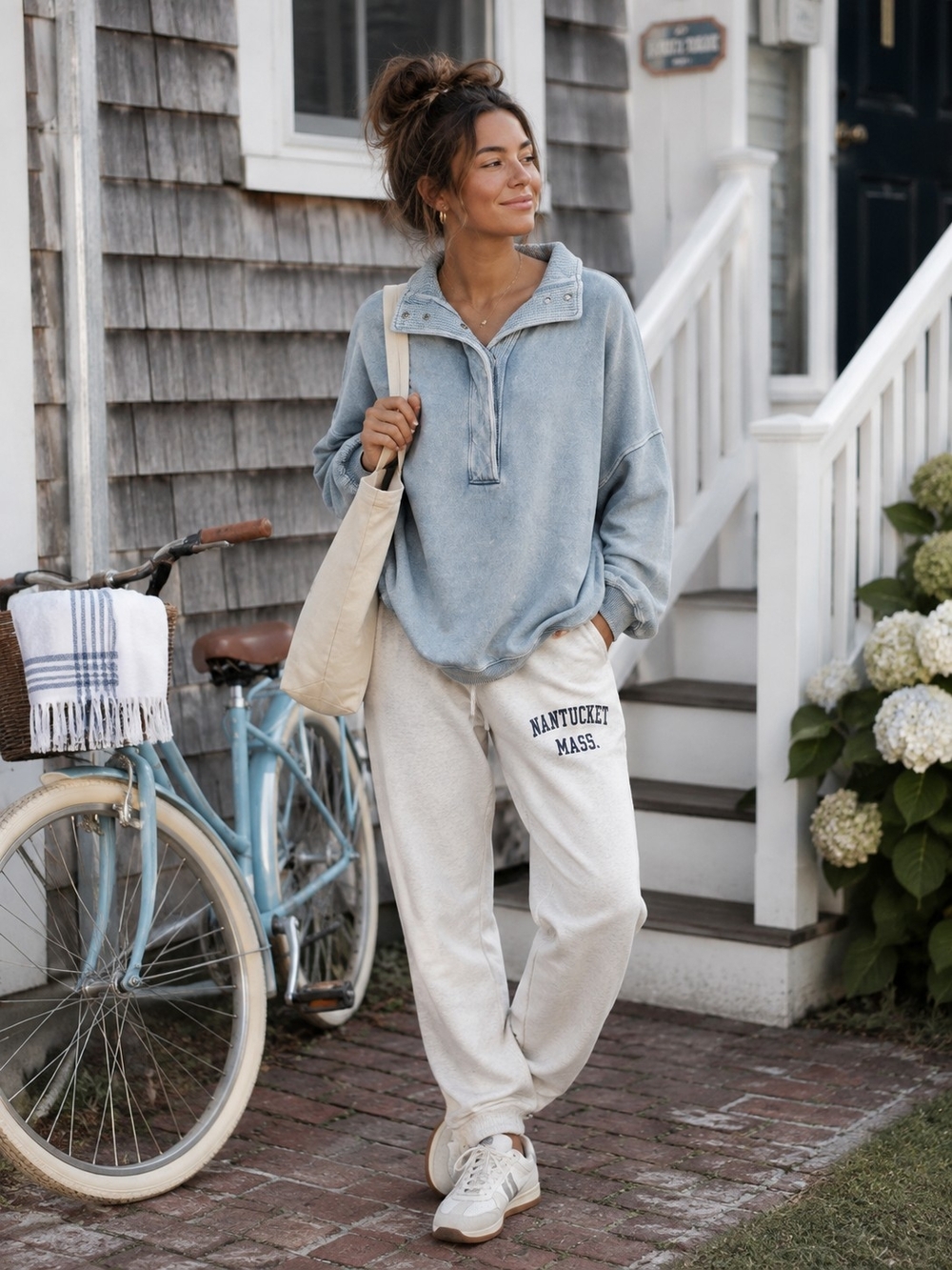 aerie Washed Light Blue Half-Zip Hoodie